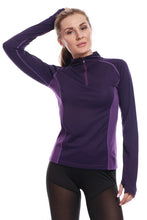 Load image into Gallery viewer, AmeSport Women's Workout Track Jacket Half Zipper Pullover Long Sleeve Yoga Running Shirt With Thumb Hole